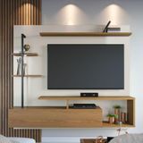 Rack Com Painel Suspenso Maragogi Para Tv De Até 58 - Off White/freijó