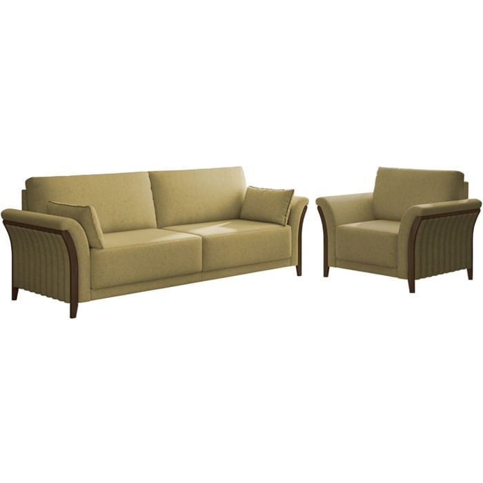 Kit Sofa 222 Cm E Poltrona Decorativa Royalle Linho Tce 1025 Moll