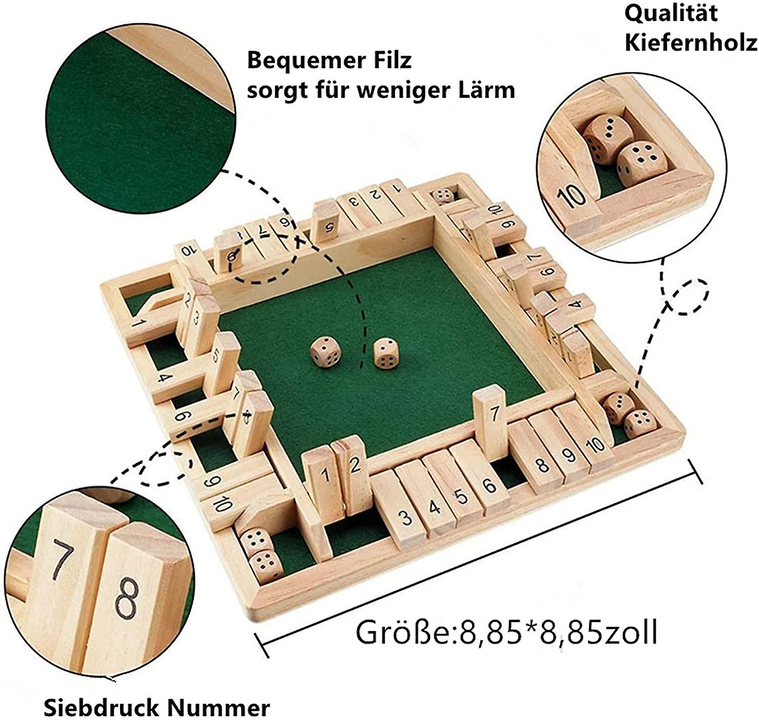 Sunrain Wooden Board Game, 4 Jogadores Fecham O Jogo De Dados Da Caixa