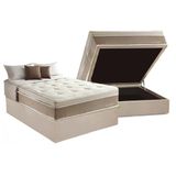 Cama Box Bau Casal Colchao Molas Herval Maxspring Diplomat Base Crc Suede Bege 138x188