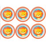 6 Pratos Infantil Buba De Criança Prato Raso Redondo 21cm Plástico Leão Animal Fun Laranja