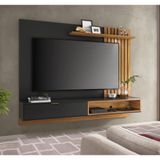 Rack Com Painel Suspenso Tocantins 180 Cm Para Tv De Até 60 - Preto/castanho