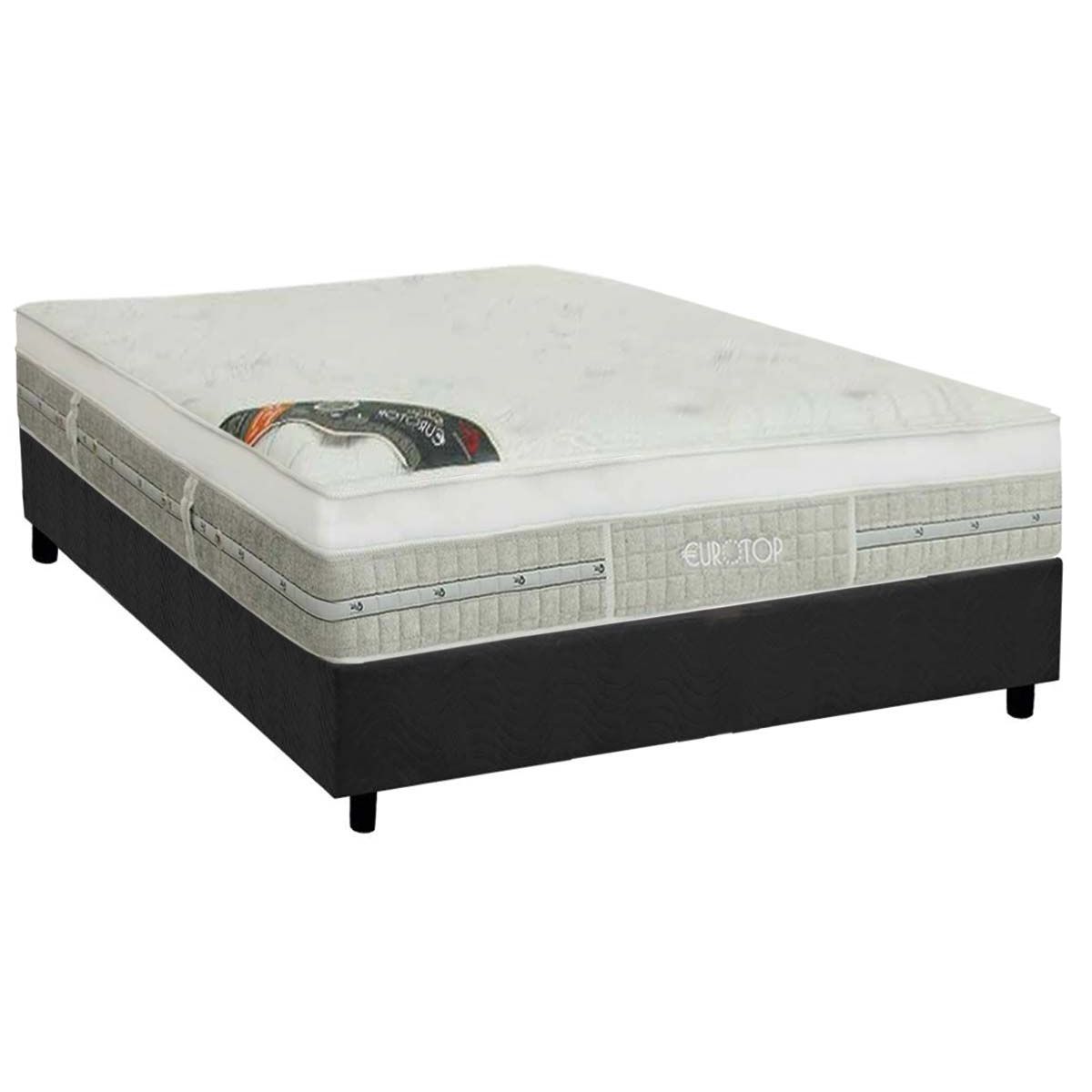 Cama Box Casal Colchao Molas Castor Pocket Gold Star Slx Gran Plush Latex Base Crc Suede Gray 138x188