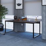 Mesa De Escritório Industrial Kuadra 180 Cm - Nogal/preto