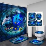 3d Dolphin Padrão Impermeável Tecido Chuveiro Chuveiro Curtai