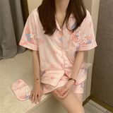 Pijamas Verão Moda Melodia Mulheres Estilo Magro Simples Doce