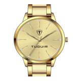 Kit Relógio Feminino Tuguir Analógico Tg142  Dourado Com Colar