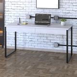 Escrivaninha Industrial Kuadra Com 2 Gavetas 135 Cm - Branco/preto