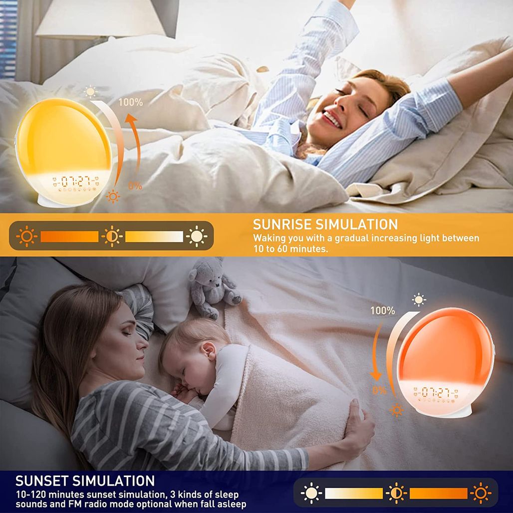 Relógio Despertador Alarme Luz Gradual Smart Wake Up Light