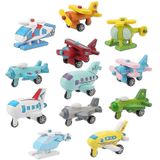 12 Peças De Madeira Carros De Brinquedo Conjunto De Tráfego De Carros De Brinquedo Avião Poli