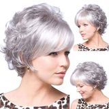 Multicolorwomen&#39;s Fashion Wig Prata Cabelo Sintético Perucas Wi