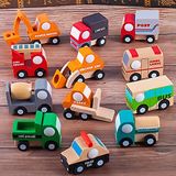 12pcs Veículo De Madeira Conjunto Bebê Criança Desenhos Animados Carro De Brinquedo Cedo Lear