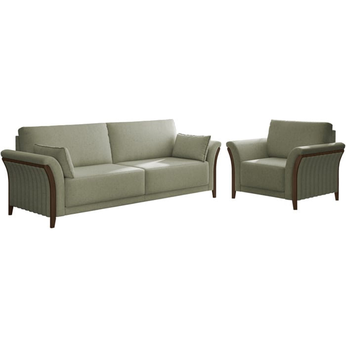 Kit Sofa 162 Cm E Poltrona Decorativa Royalle Linho Tce 1026 Moll