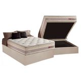 Cama Box Bau Casal Colchao Molas Herval Maxspring Tower Base Crc Suede Bege 138x188