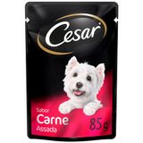 Ração Úmida Cesar Sachê Cortes Selecionados Sabor Carne Assada Ao Molho Para Cães Adultos - 85 G