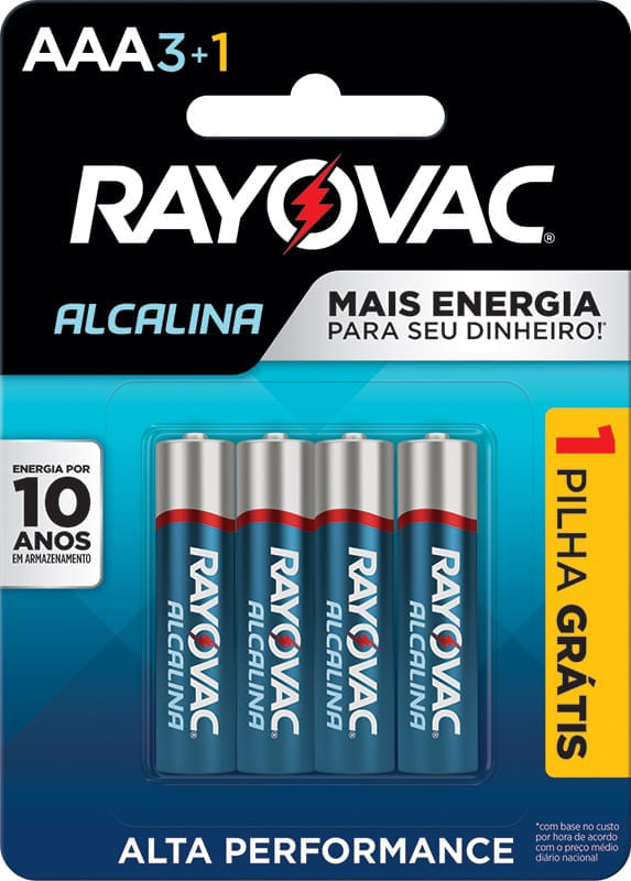 Pilha Alcalina Rayovac Aaa 4 Unidades