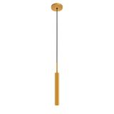 Pendente Luminária Teto Tubo Sala Quarto Cama Dourado 40cm