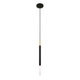 Luminária Teto Pendente Tubo Difusor Quarto Preto Dourado