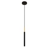 Luminária Teto Tubo Pendente Cama Quarto Preto Dourado 40cm