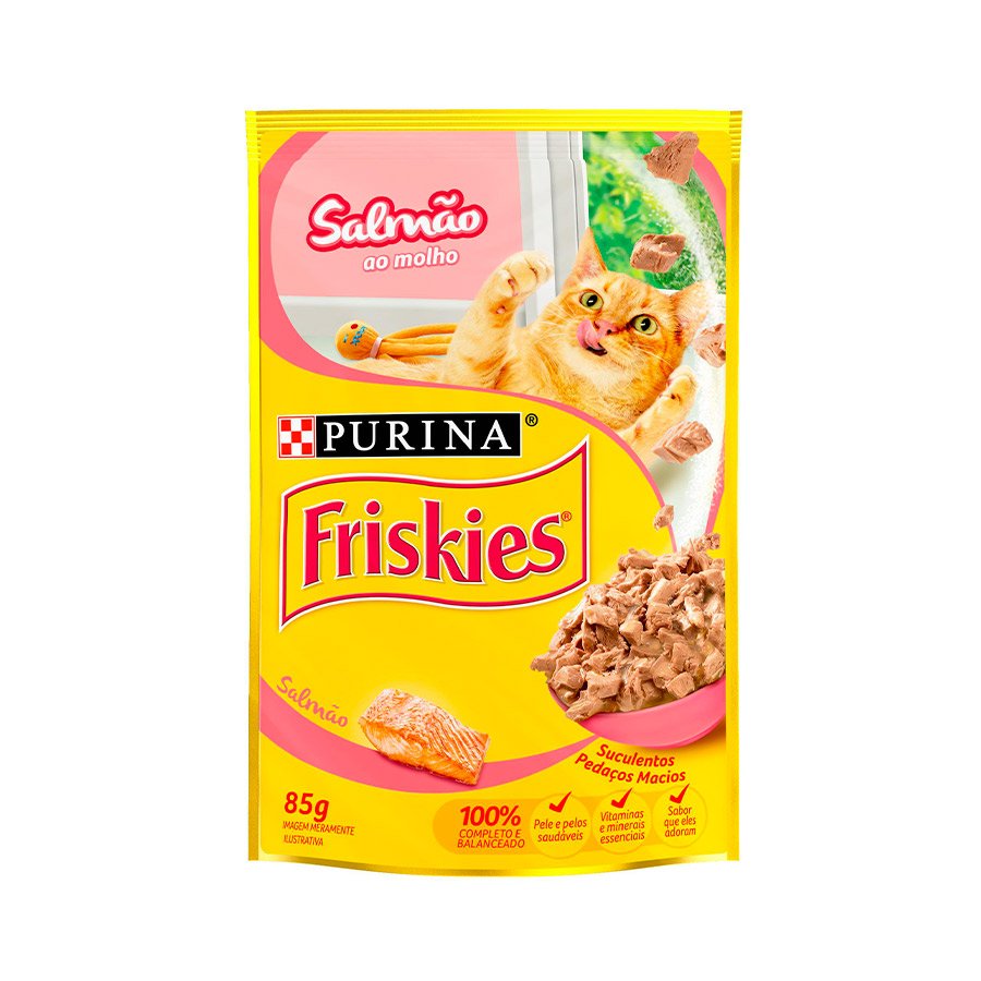 Ração Úmida Sachê Friskies Gatos Adultos Salmão ao Molho 85g