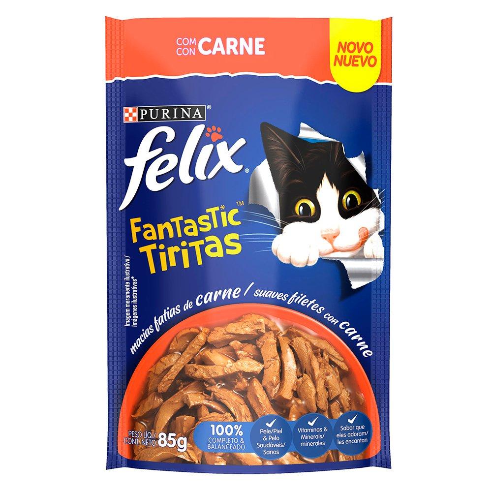 Ração Úmida Nestlé Purina Felix Fantastic Tiritas Carne Para Gatos Adultos - 85 G