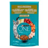 Ração Úmida Nestlé Purina One Salmão, Atum E Peixe Branco Para Gatos Adultos E Filhotes - 85 G