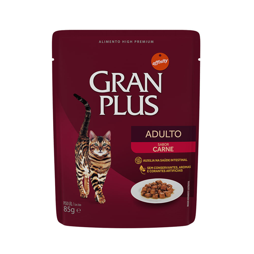 Ração Úmida Gp Sache Gato Ad Carne 85g