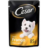 Ração Úmida Cesar Sachê Cortes Selecionados Sabor Frango Marinado Ao Molho Para Cães Adultos - 85 G