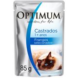 Ração Úmida Optimum Sachê Para Gatos Adultos Castrados Frango - 85 G