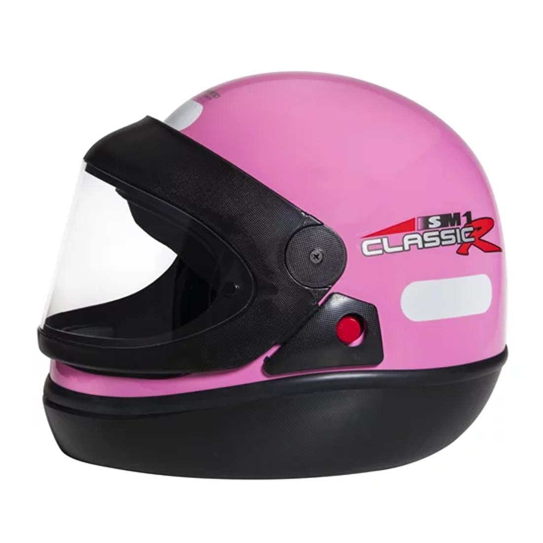 Capacete San Marino Classic Moto Fechado Automático Motoboy - Rosa - 60