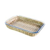 Travessa Retangular Em Vidro E Revestimento Em Rattan Dynasty Vimini 34,5cm