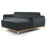 Sofá 230cm 4 Lugares com Chaise Direito Pés Gold Molino B-317 Veludo Cinza - Domi