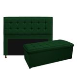 Kit Cabeceira e Calçadeira Copenhague 195 cm King Size Suede Verde AM Decor