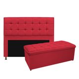 Kit Cabeceira e Calçadeira Copenhague 195 cm King Size Suede Vermelho AM Decor