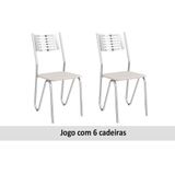 Kit 6 Cadeiras De Cozinha Napoles 2c045cr Un Cromada Branco Kappesberg