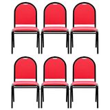 Kit 6 Cadeiras Hoteleiras Auditório Empilhável Sintético M23 Vermelho - Mpozenato
