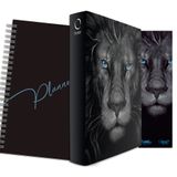 Kit Leão Grafite - Planner Capa Lisa + Bíblia Capa Dura NAA + Marca Página