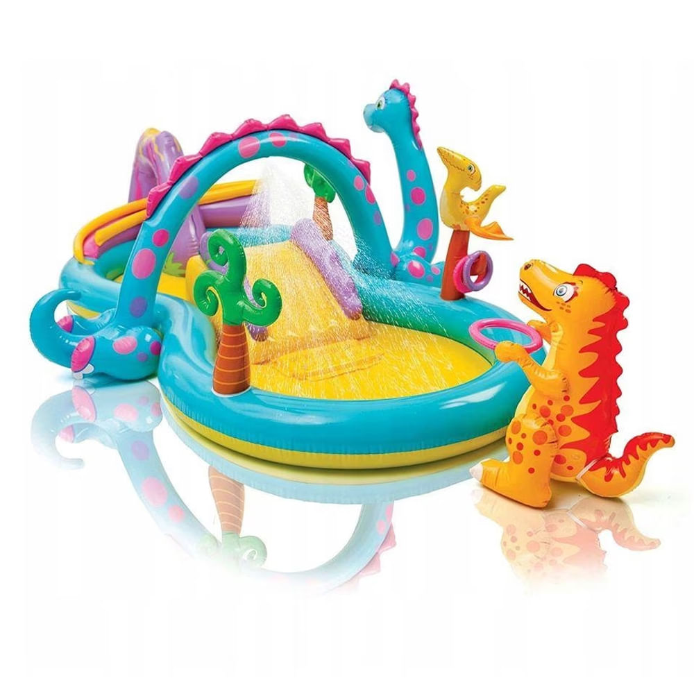 Piscina Playground Infantil Mundo Encantado Dos Dinossauros 290 Litros Intex