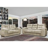 Conjunto Sofá Luxemburgo 3 E 2 Lugares 1,52m e 2,02m Suede Bege