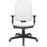 Cadeira Office Brizza Tela Branca Assento Vinil Branco Braços 3d Com Base Standard 120cm - 64239