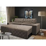 Sofá 2,42m Retrátil e Reclinável com Molas Cama inBox Plus Tecido Suede Velusoft Castor