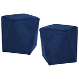 Kit 2 Puffs Decorativos Ametista B-304 Veludo Azul Marinho - Domi