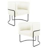 Kit 2 Poltronas Decorativas Base Aço Betina C-26 Corano Bege - Domi