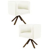 Kit 2 Poltronas Decorativas Base Giromad Madeira Betina C-26 Corano Bege - Domi