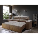 Sofá 2,72m Retrátil e Reclinável com Molas Cama inBox Top Tecido Suede Velusoft Castor
