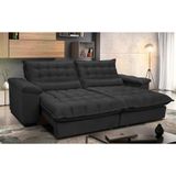 Sofá Retrátil e Reclinável 3,12m com Molas Ensacadas Cama inBox Aconchego Tecido Suede Preto