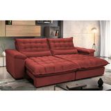 Sofá Retrátil e Reclinável 3,12m com Molas Ensacadas Cama inBox Aconchego Tecido Suede Vermelho