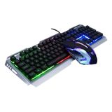 Teclado Gamer Mecânico + Mouse Kit Impermeável Light 3 Col