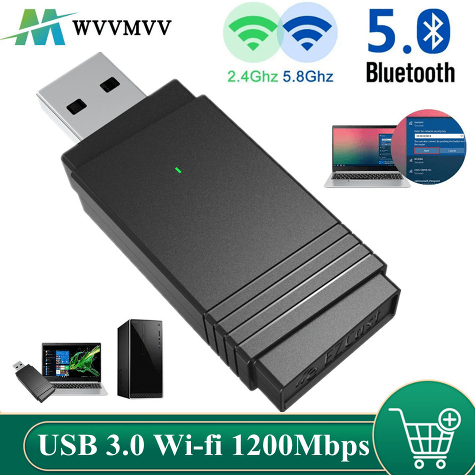 Usb 3 0 Adaptador Wi-fi 1200mbps Dual Band 2 4ghz/5~(black)