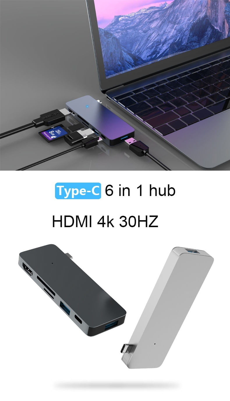 Usb Tipo C Splitter Hub Macbook Pro Com Hdmi Usb 3.0 Sd Ca